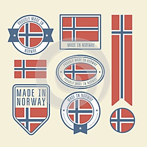 Stickers, tags and labels with Norway flag - badges