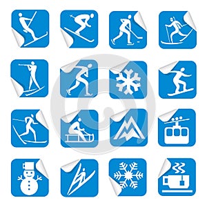 Stickers with winter sport icons.