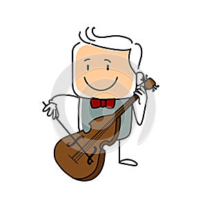 Stickfigure Cellist cartoon vector illustration