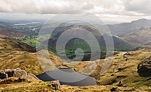 Stickle tarn and Langdale Valley