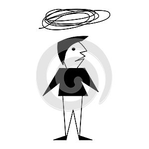 Stickman drawing with scribble cloud