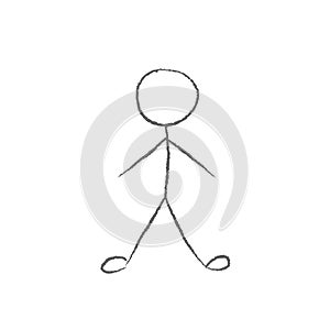 Stickman. Simple kid crayon drawing. Hand drawn. Doodle sketch, Vector graphic illustration