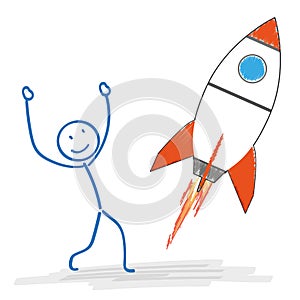 Stickman Starting Rocket