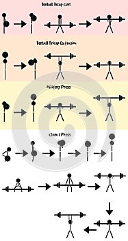 Stickman Weight training icon vector set