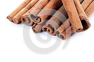 Sticks cinnamon isolated on white background