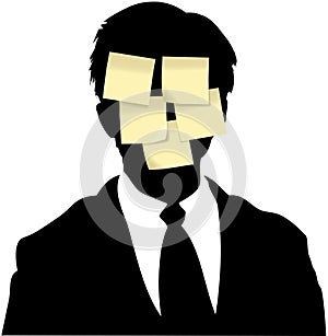 Sticky memo notes business man reminder