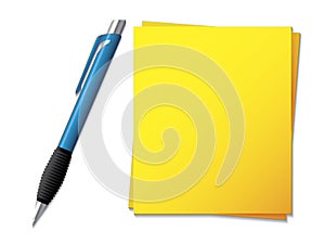 Sticky note with ballpen