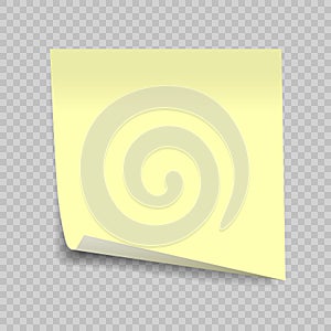 Sticky note isolated on transparent background. Office paper she for your design