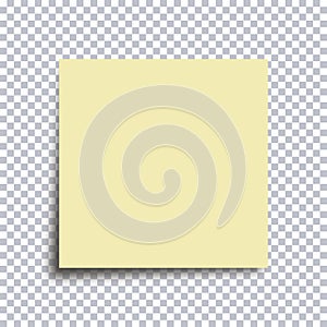 Sticky note paper. Yellow sticker isolated on transparent background. Vector.