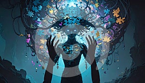 Sticky Note Puzzle Challenge. Sticky Notes concept. Generated Image