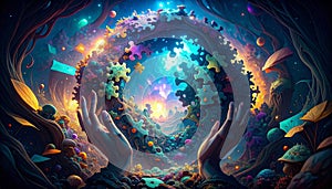 Sticky Note Puzzle Challenge. Sticky Notes concept. Generated Image