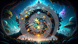 Sticky Note Puzzle Challenge. Sticky Notes concept. Generated Image