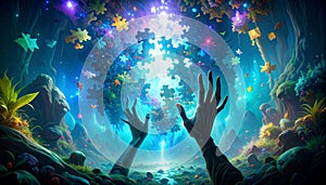 Sticky Note Puzzle Challenge. Sticky Notes concept. Generated Image