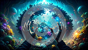 Sticky Note Puzzle Challenge. Sticky Notes concept. Generated Image