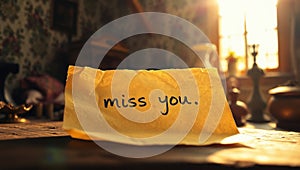 Sticky Note Reads Miss You photo