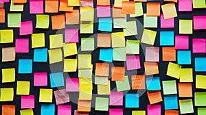 Sticky notes arranged on a chalkboard backdrop