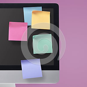 Sticky notes on the computer screen