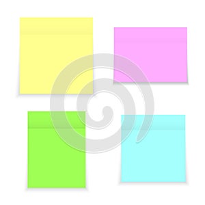 Sticky notes vector. Realistic square paper reminders with shadow