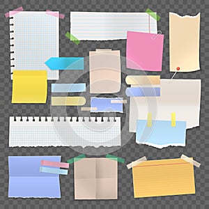 Sticky paper notes or set of isolated stickers