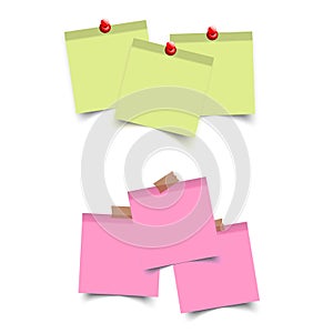 Sticky reminder notes. Colorfull and white stickers square