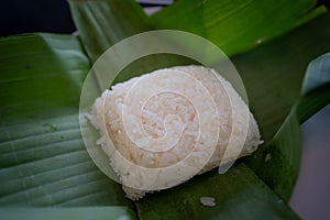Sticky rice in banana leaf
