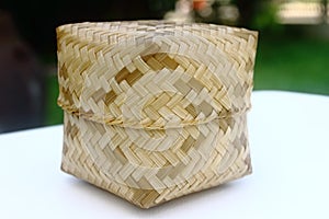 Sticky rice basket container from bamboo