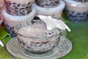 Sticky rice and black beans in coconut milk, Thai dessert