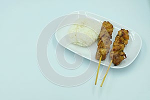 Sticky rice with grilled chicken is a favorite food among Thais, easy to find, tasty and cheap.