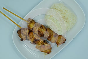 Sticky rice with grilled chicken is a favorite food among Thais, easy to find, tasty and cheap.