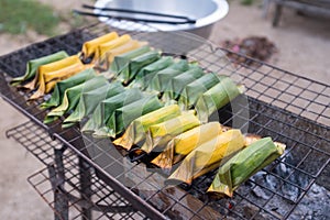 Sticky rice rapped by babana leaf grilled