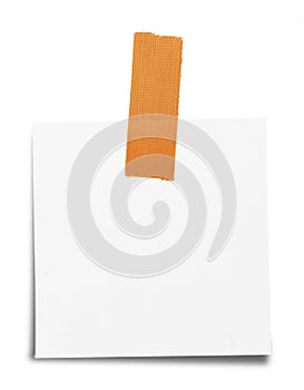Sticky tape on note paper isolated