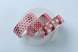 Sticky tapes for scrapbooking on white background