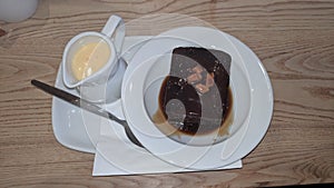 Sticky toffee pudding with custard