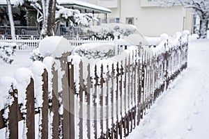 Sticky Wet Snow Fence from Morning Winter Storm