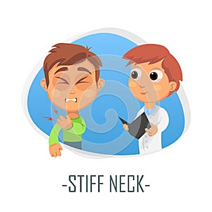 Stiff neck medical concept. Vector illustration.