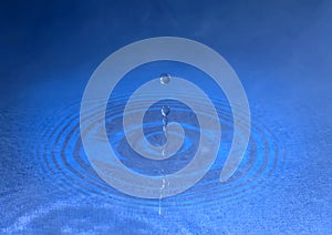 Stiffened water drop falling on a water surface