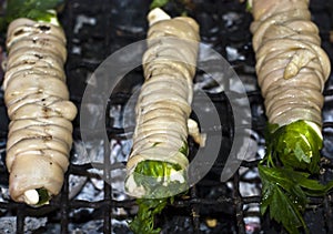 Stigghiole. Street food in Palermo