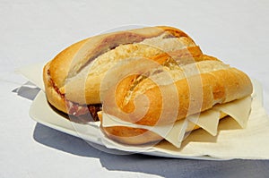 Spanish cheese and ham rolls. photo
