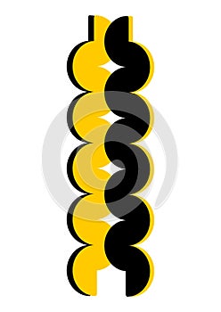 Stilized black and yellow snakes drawing. Snake illustration.