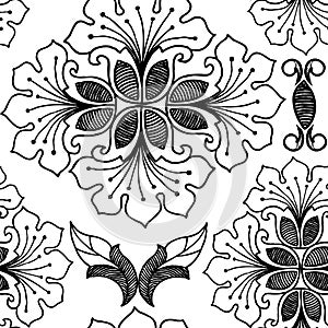 Stilized lace flowers on white background.