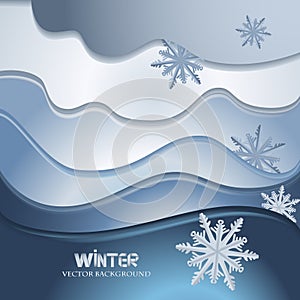 Stilized winter background with hand drawn snowflake