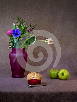 Still life with apple pie