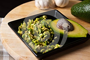 Still life of avocado fruit cut for a meal