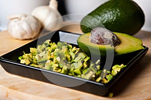 Still life of avocado fruit cut for a meal