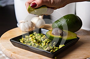 Still life of avocado fruit cut for a meal