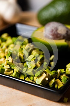 Still life of avocado fruit cut for a meal