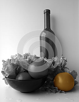 Still-life, B/W partially coloured