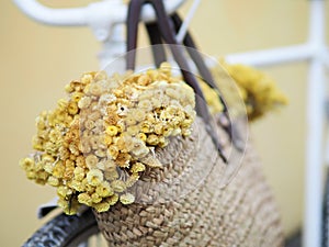 Still life with a bag full of flowers