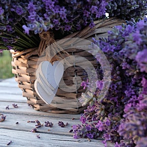 Still life with a basket of lavender