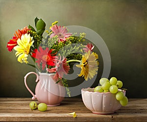 Still life with beautiful flower bouquet